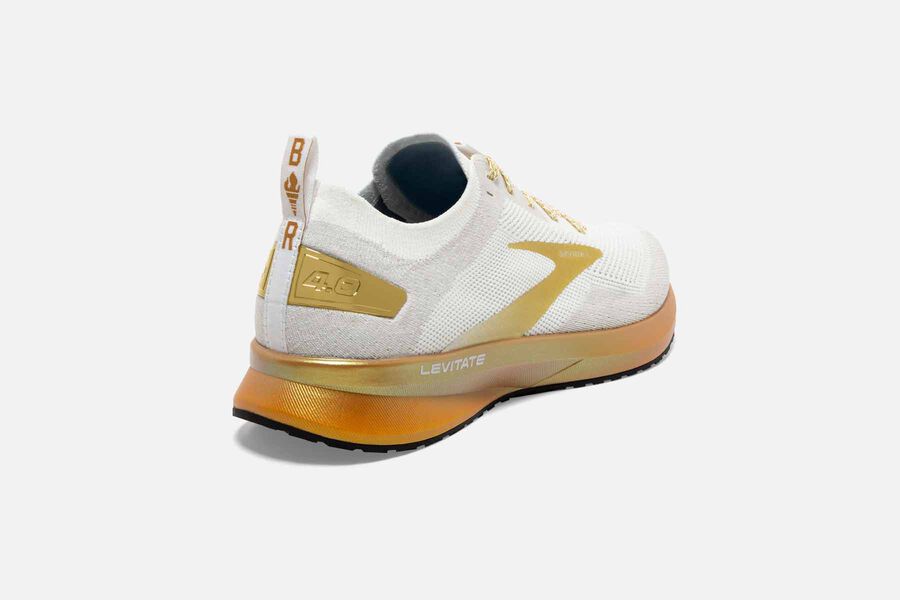 Brooks Israel Levitate 4 Road Running Shoes Womens - White/Gold - CUJ-164075